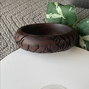 Carved Wooden Bangle Bracelet